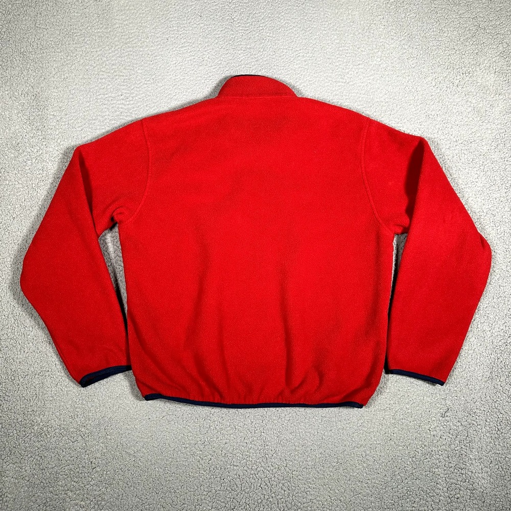 LL Bean Sweater Mens Large Red Fleece Snap Tee Casual Preppy Logo Warm Polyester - Picture 12 of 12